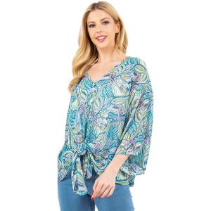 Wholesale  4256 - Blue Floral Paisley<br>
Chiffon V-Neck Poncho with Sleeves - 