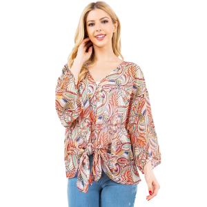 Wholesale  4256 - Pink Floral Paisley<br>
Chiffon V-Neck Poncho with Sleeves - 
