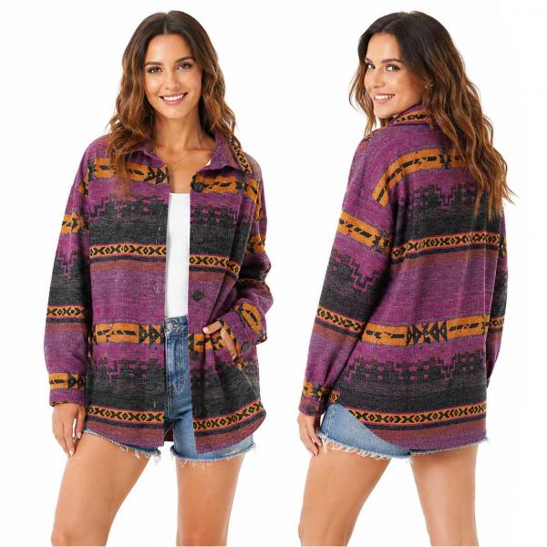wholesale 1289 -  Southwest Design Shakets 1289 - Plum Multi <br>
Southwest Design Shaket - M