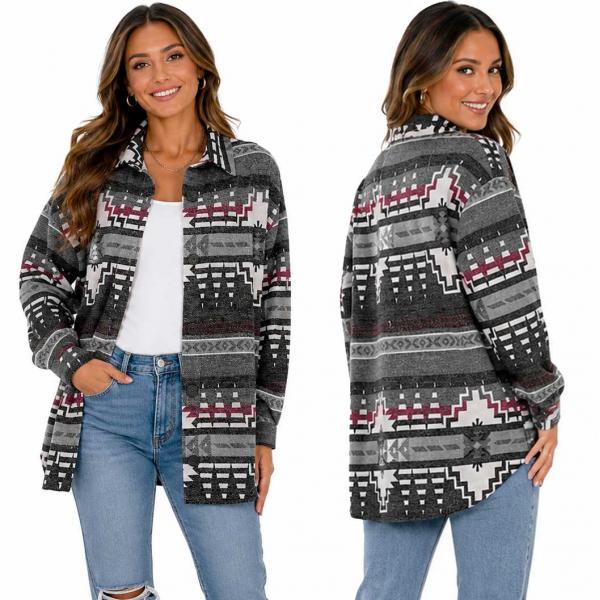 wholesale 1289 -  Southwest Design Shakets 1289 - Black Multi <br>
Southwest Design Shaket - L