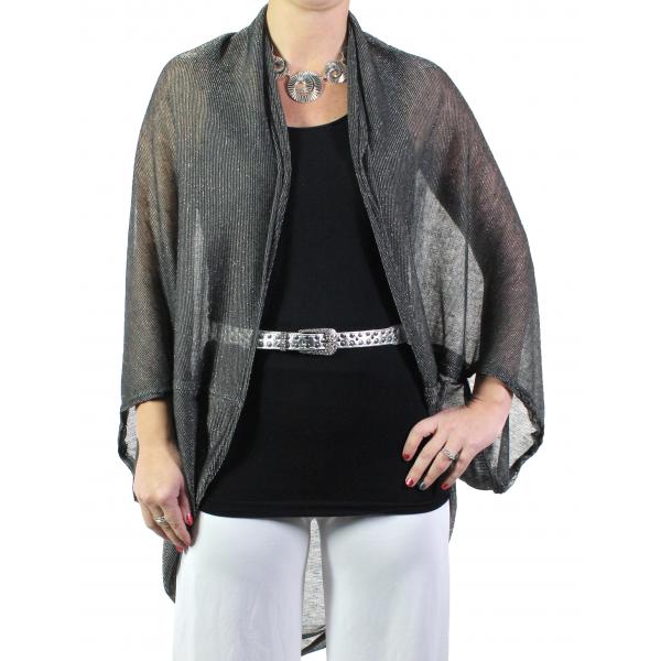 Wholesale 3783 Assorted Lightweight Kimonos 8749 - Black<br>
Lurex Sheer Cocoon Kimono - 
