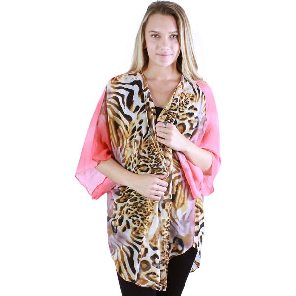 Wholesale Assorted Lightweight Kimonos P25 - Pink Coral<br>
Chiffon Kimono - 