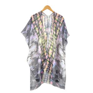 Wholesale  5091 - Black Multi<br>
Abstract Print Kimono - 