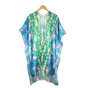 Wholesale  5091 - Green Multi<br>
Abstract Print Kimono - 