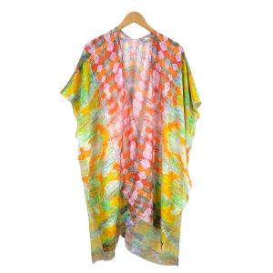 Wholesale  5091 - Orange Multi<br>
Abstract Print Kimono - 