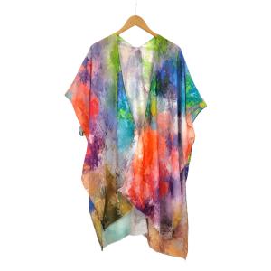 Wholesale  5096 - Blue Multi<br>
Watercolor Print Kimono - 