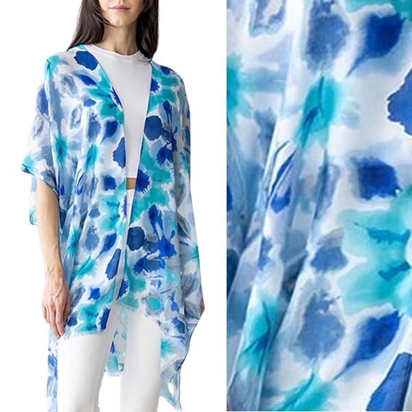 Wholesale Assorted Lightweight Kimonos 5020 - Blue<br>
Floral Print Kimono - 
