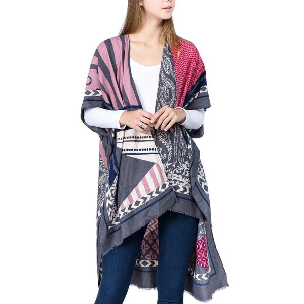 Wholesale 3783 Assorted Lightweight Kimonos 1C52 - Pink Multi<br>
Abstract Print Kimono - 