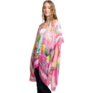 Wholesale  2301 - Rose Floral<br>
Silky Viscose Ultra Light Kimono - 