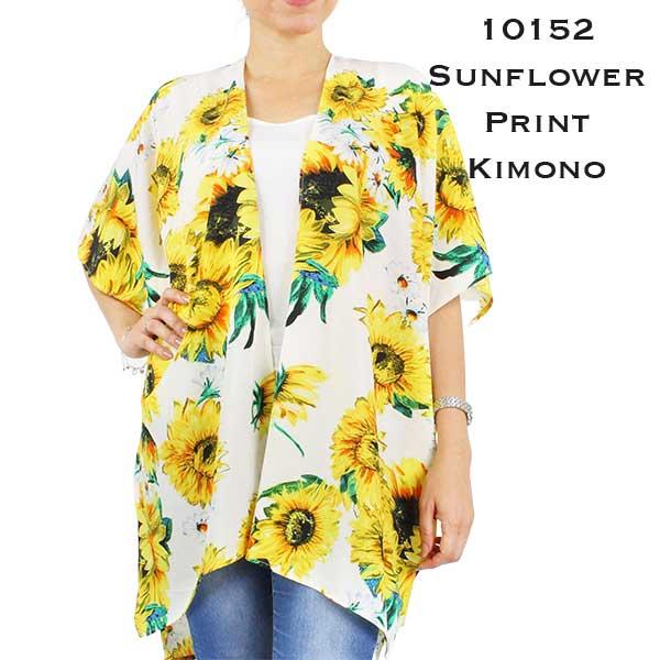 wholesale 3783 Assorted Lightweight Kimonos 10152-White Multi<br>
Sunflower Print Kimono - 