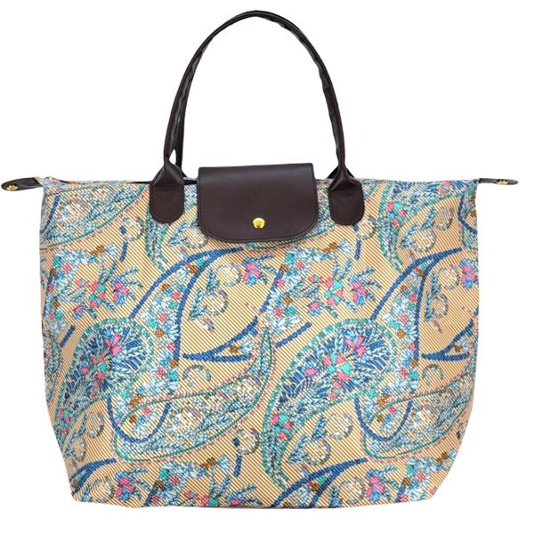 wholesale 2784 Foldable Tote Bags 2072 - Beige Paisley Floral<br>
Foldable Tote Bag - 