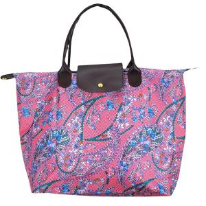 Wholesale  2072 - Pink Paisley Floral<br>
Foldable Tote Bag - 