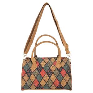 3785 - Natural Cork Handbags 2077 - Patchwork Floral Design<br>
Cork Handbag - 