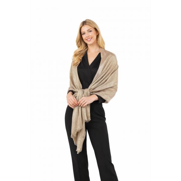 Wholesale 4247 - Metallic Scarves 4247 - Light Gold    - 