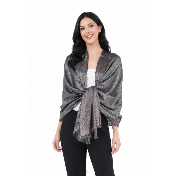Wholesale 4247 - Metallic Scarves 4247 - Black     - 