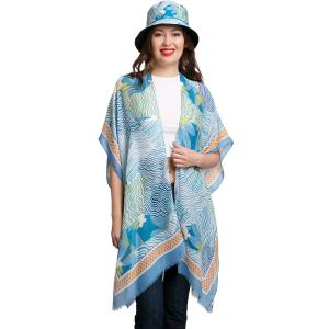 3791 - Kimonos with Matching Bucket Hats 2305 - Blue Abstract Set - 