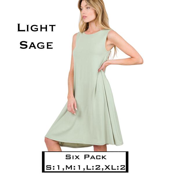 wholesale 9494 - Flared Dress with Pockets Light Sage<br>
9494 (SIX PACK) - S:1,M:1,L:2,XL:2
