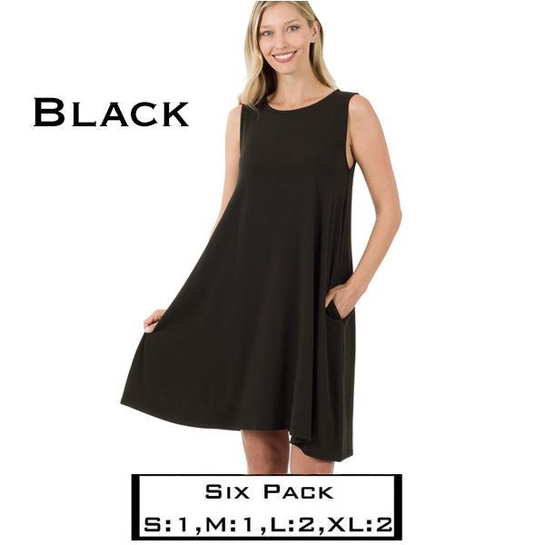 wholesale 9494 - Flared Dress with Pockets Black<br>
9494 (SIX PACK) - S:1,M:1,L:2,XL:2