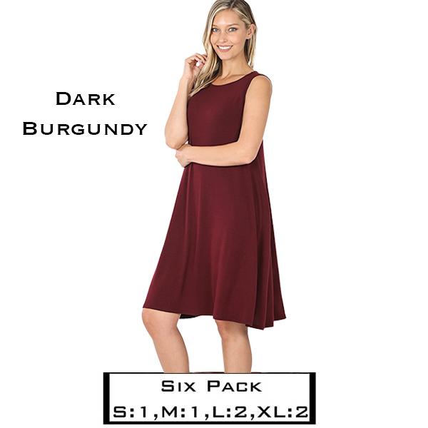 wholesale 9494 - Flared Dress with Pockets Dark Burgundy<br>
9494 (SIX PACK) - S:1,M:1,L:2,XL:2