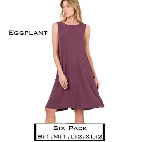 wholesale 9494 - Flared Dress with Pockets Eggplant<br>
9494 (SIX PACK) - S:1,M:1,L:2,XL:2