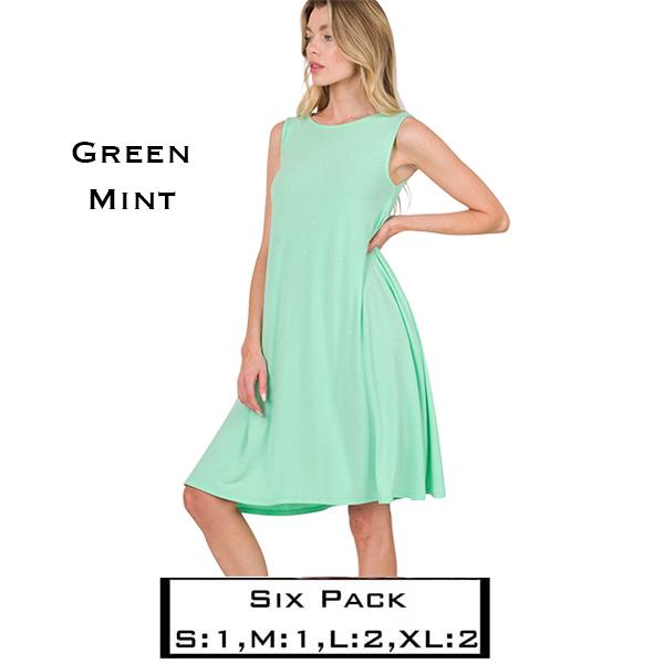 wholesale 9494 - Flared Dress with Pockets Green Mint<br>
9494 (SIX PACK) - S:1,M:1,L:2,XL:2