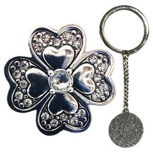 3759 - Ultra Magnetic Brooch and Key Minders 001 - Four Leaf Clover<br>
Antique Silver Key Minder - 