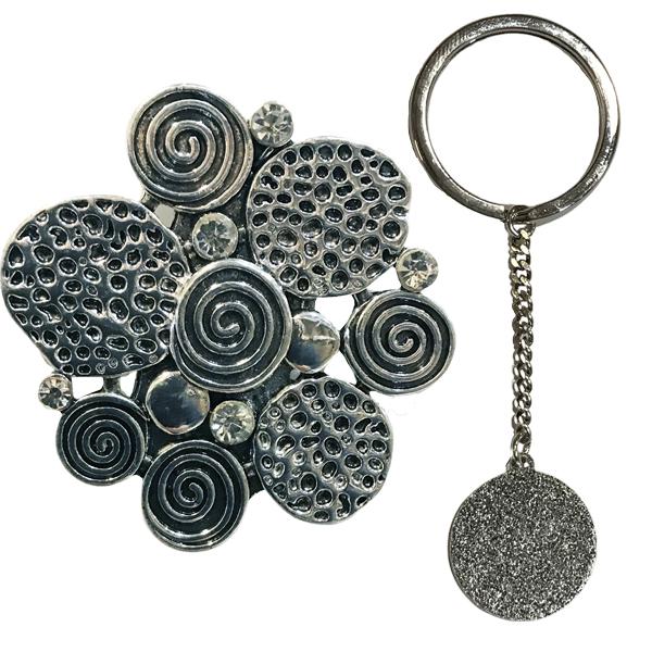 Wholesale 3759 - Ultra Magnetic Brooch and Key Minders 002 - Abstract Design<br>
Antique Silver Key Minder - 