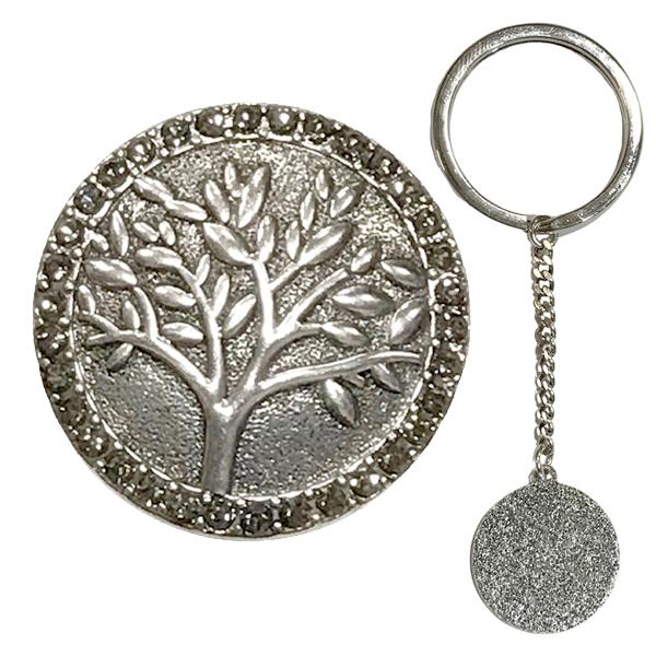 wholesale 3759 - Ultra Magnetic Brooch and Key Minders 015 - Tree with Hematite Circle<br>
Antique Silver Key Minder - 