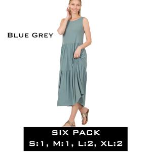 Wholesale  Blue Grey<br>43050 Dress<br>SIX PACK - S:1,M:1,L:2,XL:2