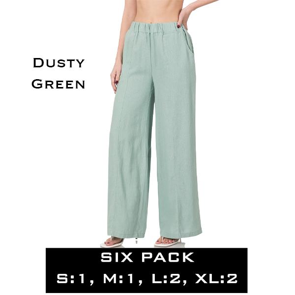 wholesale 1099 - Linen Baggy Pants 1099 - Dusty Green<br>
SIX PACK - S:1,M:1,L:2,XL:2