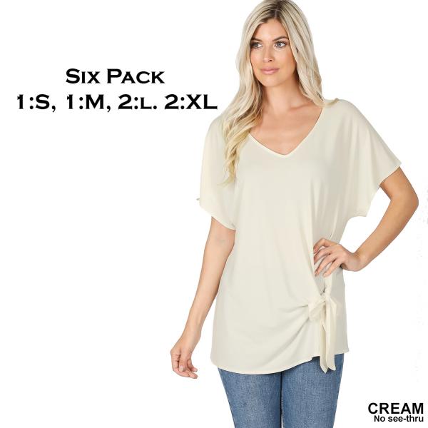 Wholesale 3168 -  ITY Tie Front Top 3168 Cream <br>
Tie Front Top<br>
SIX PACK - S:1,M:1,L:2,XL:2