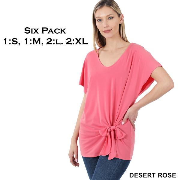 Wholesale 3168 -  ITY Tie Front Top 3168 Desert Rose<br>
Tie Front Top<BR>
SIX PACK - S:1,M:1,L:2,XL:2