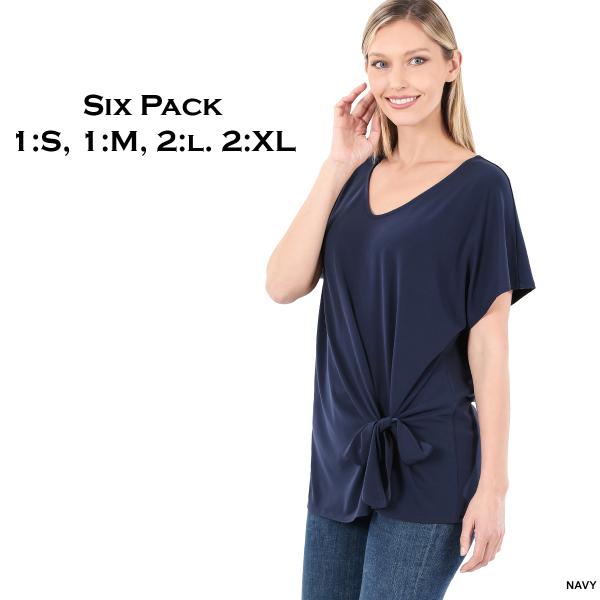 Wholesale 3168 -  ITY Tie Front Top 3168 Navy<br>
Tie Front Top<br>
SIX PACK - S:1,M:1,L:2,XL:2