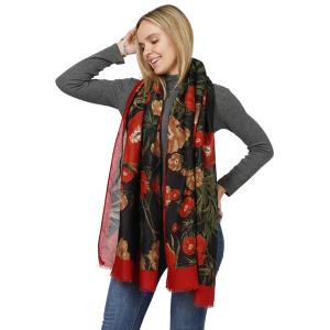 Wholesale 3811 - The Perfect Oblong Scarves 10915 - Black Multi
Flower Print Scarf - 34.5