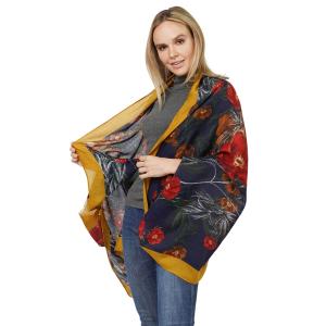 Wholesale 3811 - The Perfect Oblong Scarves 10915 - Navy Multi
Flower Print Scarf - 34.5