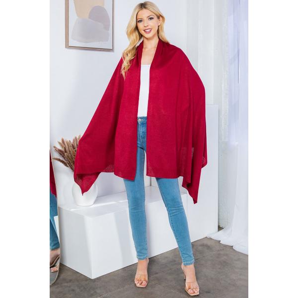 wholesale 4249 - Cashmere Feel Shawl/Scarf Burgundy - One Size Fits All