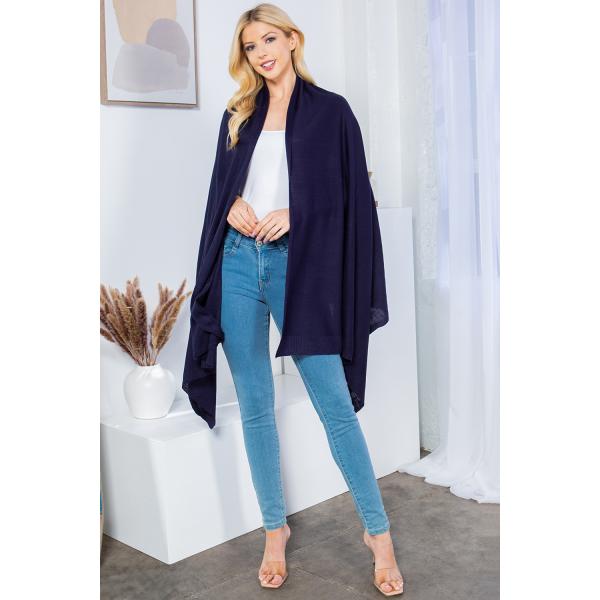 wholesale 4249 - Cashmere Feel Shawl/Scarf Navy - One Size Fits All
