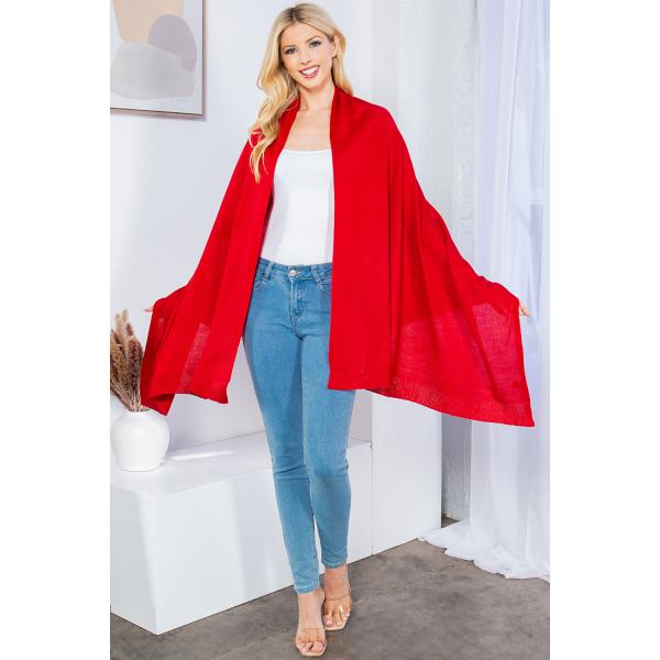 wholesale 4249 - Cashmere Feel Shawl/Scarf Red - One Size Fits All