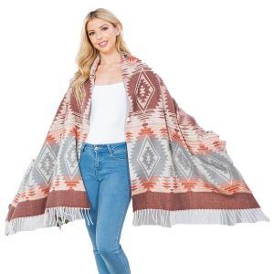 Wholesale Southwest Design Scarf/Shawl - 4230/3831/4022 4230 - Brown Multi - One Size Fits All