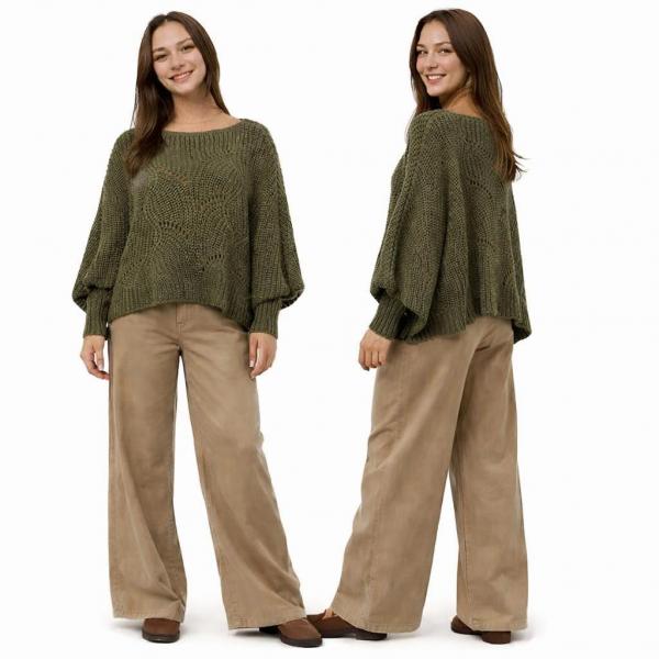 wholesale 4271 - Sweater Ponchos w/Sleeves Olive - One Size Fits Most