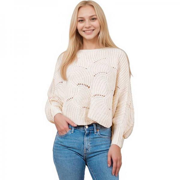 4271 - Sweater Ponchos w/Sleeves Ivory - One Size Fits Most