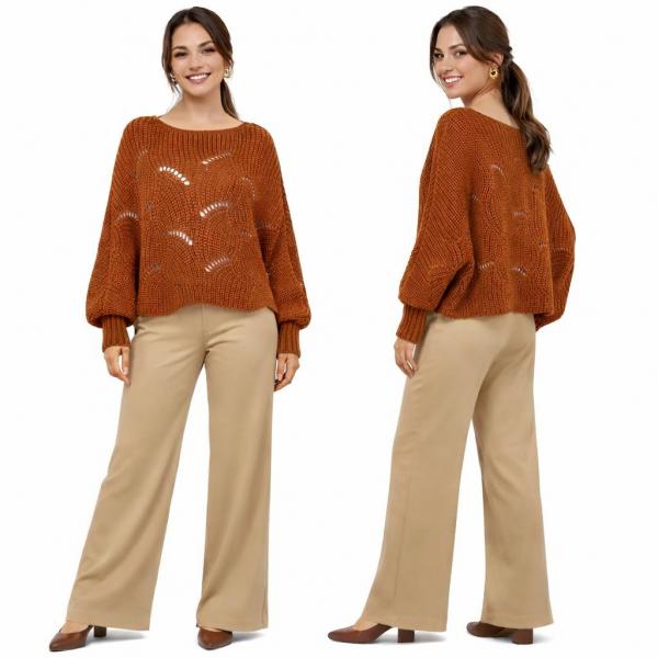 wholesale 4271 - Sweater Ponchos w/Sleeves Rust  - One Size Fits Most