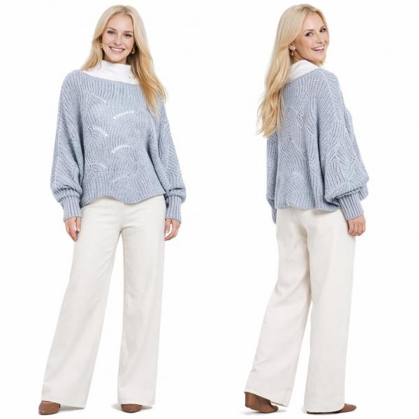 wholesale 4271 - Sweater Ponchos w/Sleeves Light Denim - One Size Fits Most