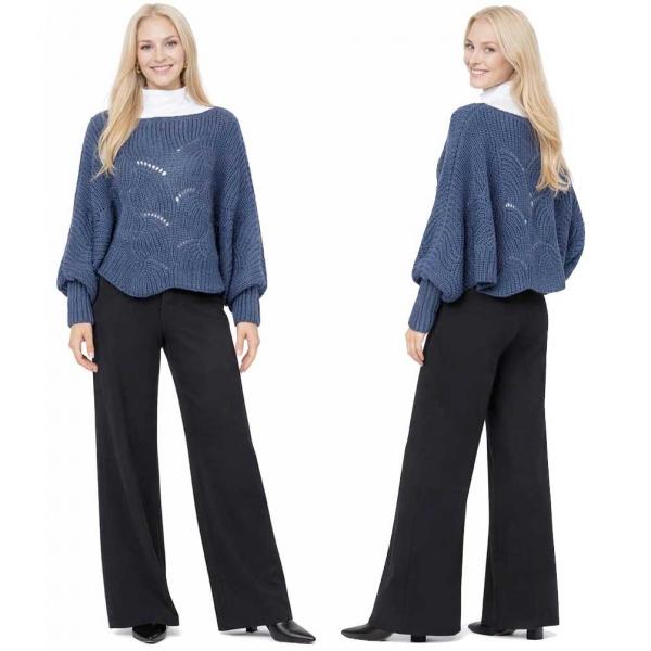 wholesale 4271 - Sweater Ponchos w/Sleeves Dark Blue - One Size Fits Most