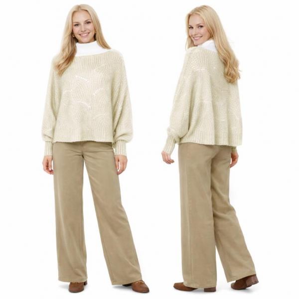 wholesale 4271 - Sweater Ponchos w/Sleeves Off White - One Size Fits Most