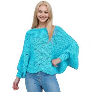 Wholesale 4271 - Sweater Ponchos w/Sleeves Turquoise - One Size Fits Most