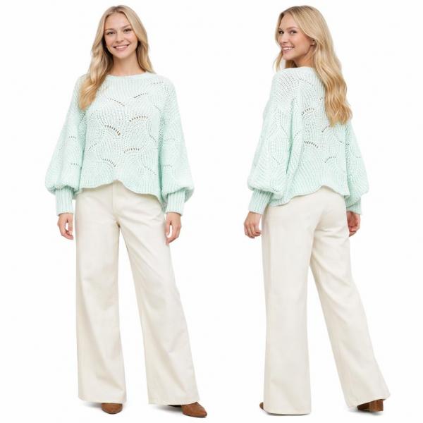 wholesale 4271 - Sweater Ponchos w/Sleeves Mint - One Size Fits Most