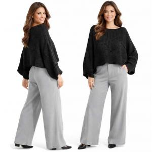 4271 - Sweater Ponchos w/Sleeves Black  - One Size Fits Most