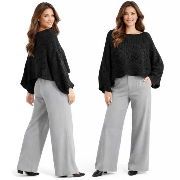 wholesale 4271 - Sweater Ponchos w/Sleeves Black  - One Size Fits Most