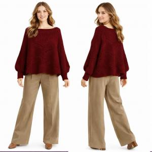 Wholesale 4271 - Sweater Ponchos w/Sleeves Burgundy  - One Size Fits Most